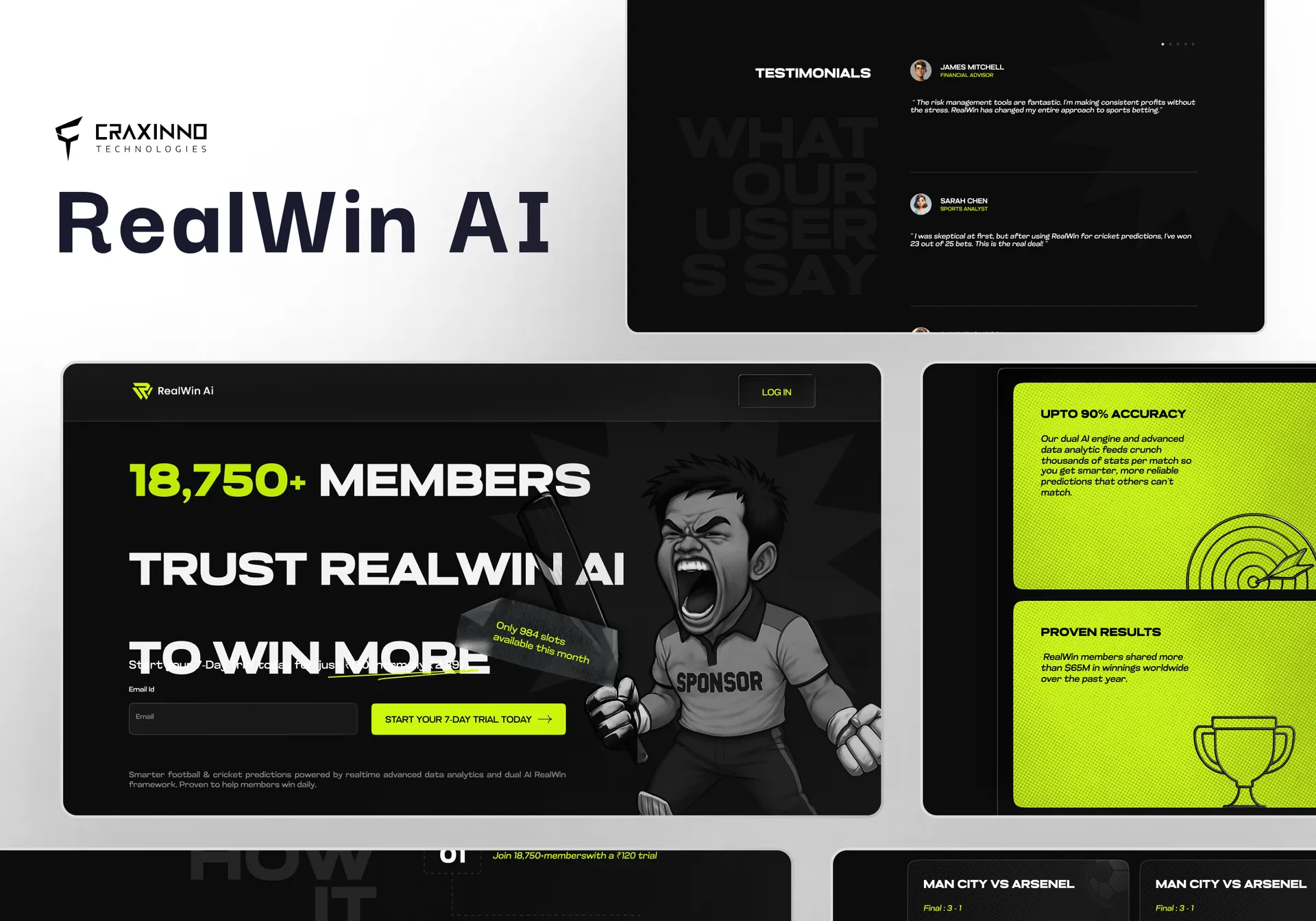 RealWin AI — AI Sports Prediction Website Design Concept